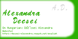 alexandra decsei business card